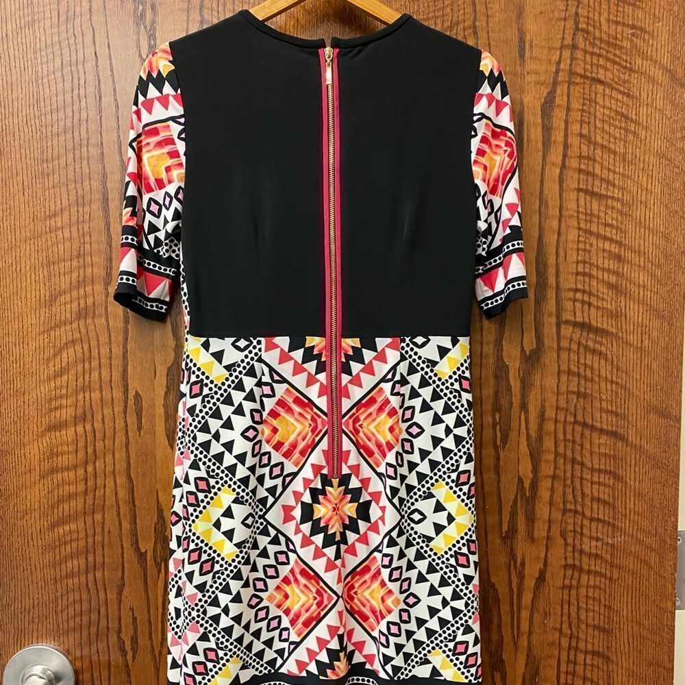 Eliza J Black And Pink Geometric Tribal Print Mini Sheath Dress - Picture 7 of 9